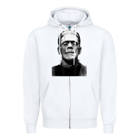 White Classic Halloween Monster Horror Movie Frankenstein Monster Zipper Hoodie - trangStudio