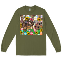 Army Green easter farm animals Happy Easter Day Long Sleeve Tee - CowGirlArtShop