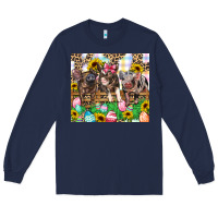 Navy easter farm animals Happy Easter Day Long Sleeve Tee - CowGirlArtShop
