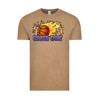 Game Day Basketball Leopard Flames Fireball Vintage Tee | Teevron