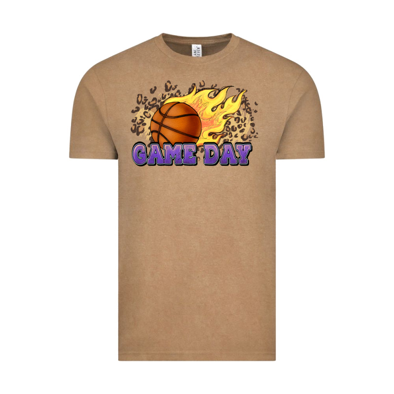 Game Day Basketball Leopard Flames Fireball Vintage Tee by HowdyJamesFarm | Teevron