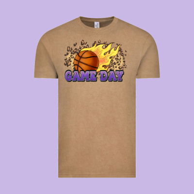 Game Day Basketball Leopard Flames Fireball Vintage Tee Designed By Howdyjamesfarm