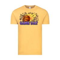 Vintage Mustard game day basketball leopard flames fireball Vintage Tee - HowdyJamesFarm