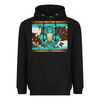 Black bull skull and turquoise cowhide tumbler Heavyweight Hoodie - Artiststas