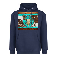 Navy bull skull and turquoise cowhide tumbler Heavyweight Hoodie - Artiststas