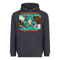 Smoke bull skull and turquoise cowhide tumbler Heavyweight Hoodie - Artiststas