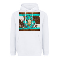 White bull skull and turquoise cowhide tumbler Heavyweight Hoodie - Artiststas