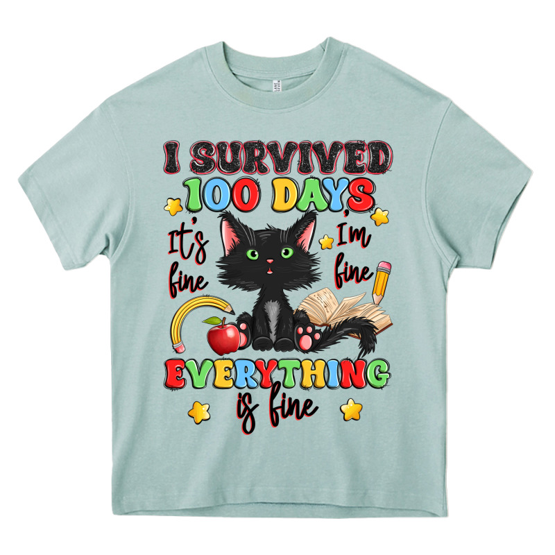 I Survived 100 Days It's Fine I'm Fine Heavy Core Tee by Artiststas | Teevron