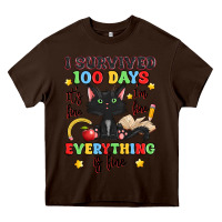 Chocolate Brown i survived 100 days it's fine i'm fine Heavy Core Tee - Artiststas