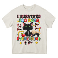 Cream i survived 100 days it's fine i'm fine Heavy Core Tee - Artiststas