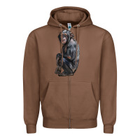 Chestnut Chimpanzee Illustrations Zipper Hoodie - LillyAllenDesigns
