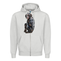 Dove Grey Chimpanzee Illustrations Zipper Hoodie - LillyAllenDesigns