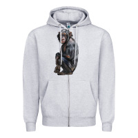 Heather Grey Chimpanzee Illustrations Zipper Hoodie - LillyAllenDesigns