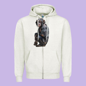Chimpanzee Illustrations Zipper Hoodie Designed By Lillyallendesigns