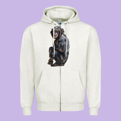 Chimpanzee Illustrations Zipper Hoodie Designed By Lillyallendesigns