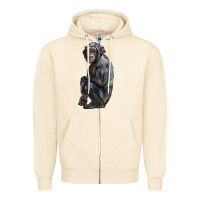 Sandshell Chimpanzee Illustrations Zipper Hoodie - LillyAllenDesigns