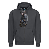 Smoke Chimpanzee Illustrations Zipper Hoodie - LillyAllenDesigns