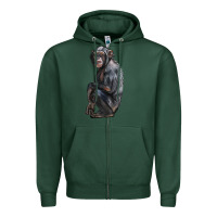 Sports Green Chimpanzee Illustrations Zipper Hoodie - LillyAllenDesigns