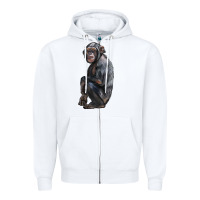 White Chimpanzee Illustrations Zipper Hoodie - LillyAllenDesigns