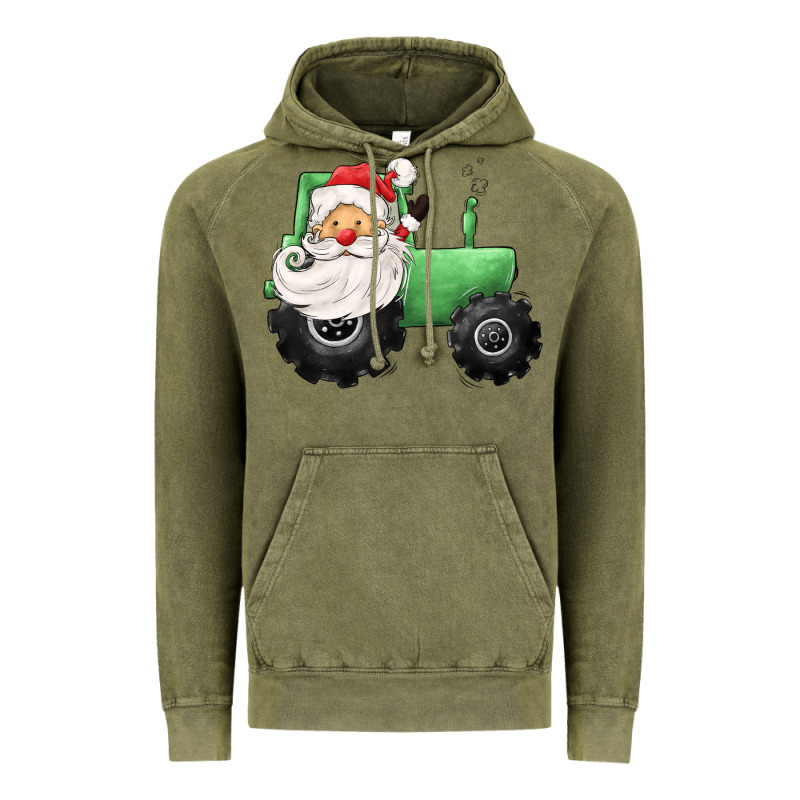 Santa Tractor Vintage Hoodie by CowGirlArtShop | Teevron