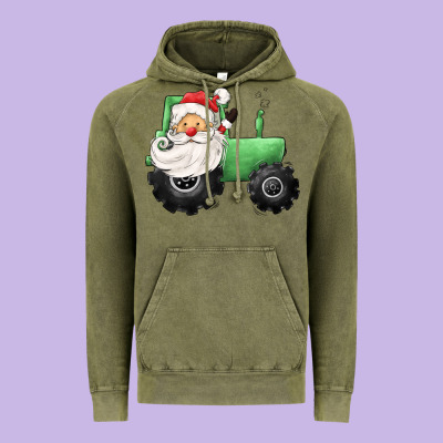 Santa Tractor Vintage Hoodie Designed By Cowgirlartshop