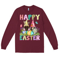 Burgundy Happy Easter gnomies Easter Day Long Sleeve Tee - CowGirlArtShop