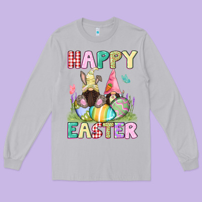 Happy Easter Gnomies Easter Day Long Sleeve Tee Designed By Cowgirlartshop