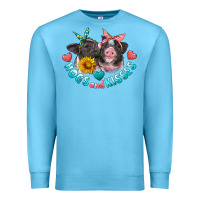 Ocean Blue hogs and kisses pigs Premium Sweatshirt - Artiststas