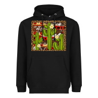 Black aztec cowhide cactus background Heavyweight Hoodie - Artiststas