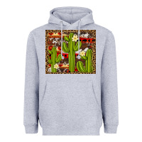 Heather Grey aztec cowhide cactus background Heavyweight Hoodie - Artiststas