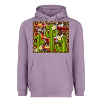 Lavender aztec cowhide cactus background Heavyweight Hoodie - Artiststas