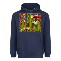 Navy aztec cowhide cactus background Heavyweight Hoodie - Artiststas