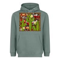 Sage aztec cowhide cactus background Heavyweight Hoodie - Artiststas