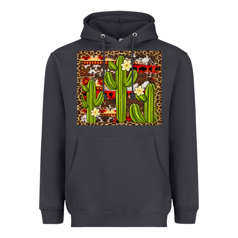 Aztec Cowhide Cactus Background Heavyweight Hoodie by Artiststas | Teevron