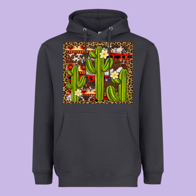 Aztec Cowhide Cactus Background Heavyweight Hoodie Designed By Artiststas