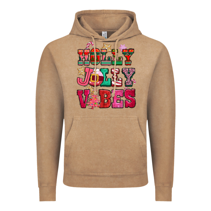 Holly Jolly Vibes Pink Christmas Vintage Hoodie by CowGirlArtShop | Teevron