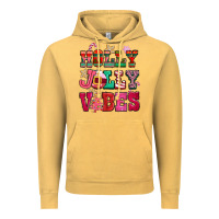 Vintage Mustard holly jolly vibes pink christmas Vintage Hoodie - CowGirlArtShop