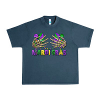 Midnight Navy mardi gras skeleton hands Urban Heavy Tee - CowGirlArtShop