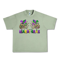 Oil Green mardi gras skeleton hands Urban Heavy Tee - CowGirlArtShop