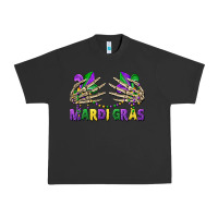 Pigment Black mardi gras skeleton hands Urban Heavy Tee - CowGirlArtShop