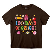 Chocolate Brown 100 days of school Heavy Core Tee - Artiststas
