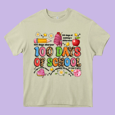 100 Days Of School Heavy Core Tee Designed By Artiststas
