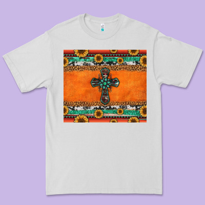 Sunflowers Cross Aztec Pattern Premium Tee Designed By Jasminsmagicworld