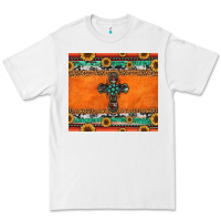 White sunflowers cross aztec pattern Premium Tee - Jasminsmagicworld