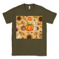 Army Green Fall Pumpkins and Sunflowers with Leopard Classic Tee - texasbilliewilder