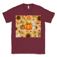 Burgundy Fall Pumpkins and Sunflowers with Leopard Classic Tee - texasbilliewilder