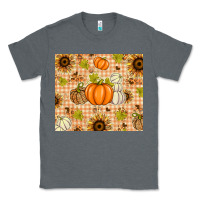 Charcoal Heather Fall Pumpkins and Sunflowers with Leopard Classic Tee - texasbilliewilder