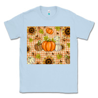Dusty Blue Fall Pumpkins and Sunflowers with Leopard Classic Tee - texasbilliewilder