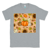 Heather Grey Fall Pumpkins and Sunflowers with Leopard Classic Tee - texasbilliewilder