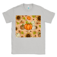 Moon Dust Fall Pumpkins and Sunflowers with Leopard Classic Tee - texasbilliewilder
